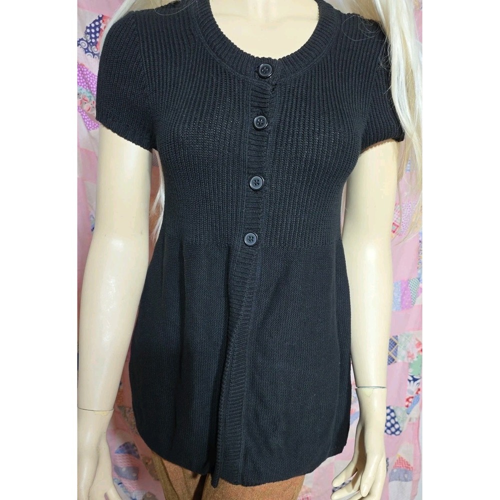 Black Knitted Cardigan Babydoll Coquette, dolette, Whimsigoth, y2k Juniors Large